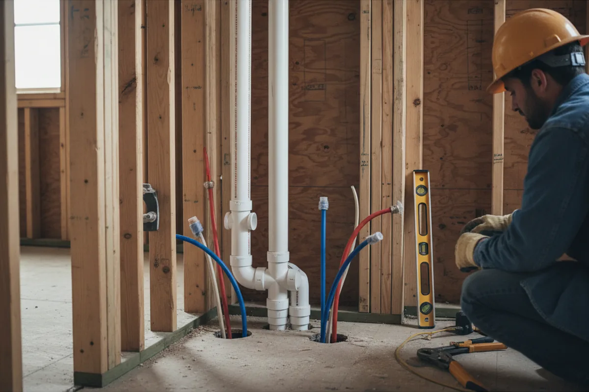 Drain and supply rough-in during Toilet Repair and Installation in Lisbon